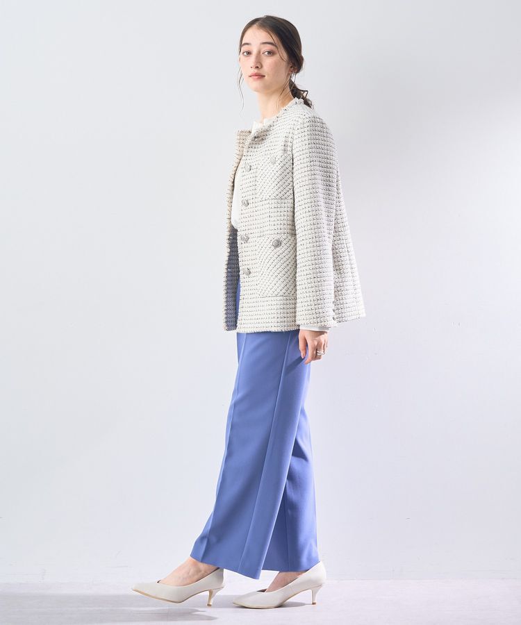 YECCA VECCA「ノーカラーツイードジャケット」|テーラードジャケット|
