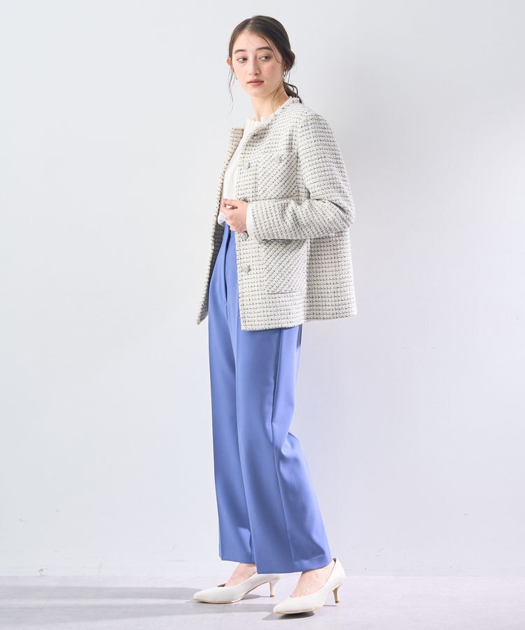 YECCA VECCA「ノーカラーツイードジャケット」|テーラードジャケット|