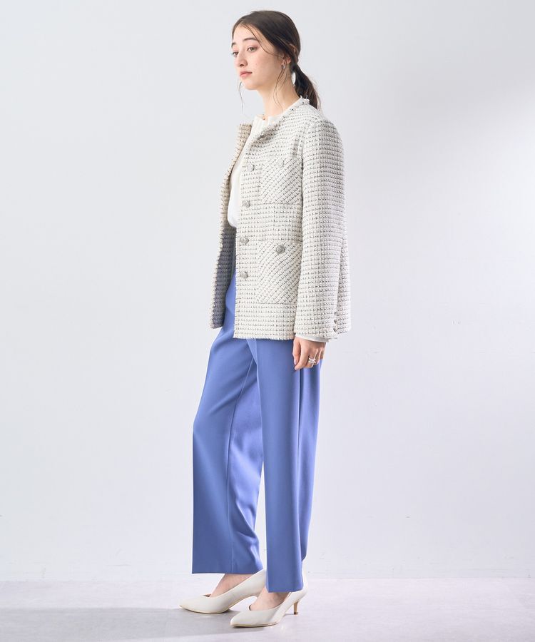 YECCA VECCA「ノーカラーツイードジャケット」|テーラードジャケット|