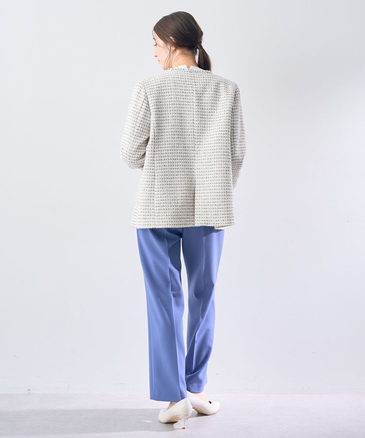 YECCA VECCA「ノーカラーツイードジャケット」|テーラードジャケット|