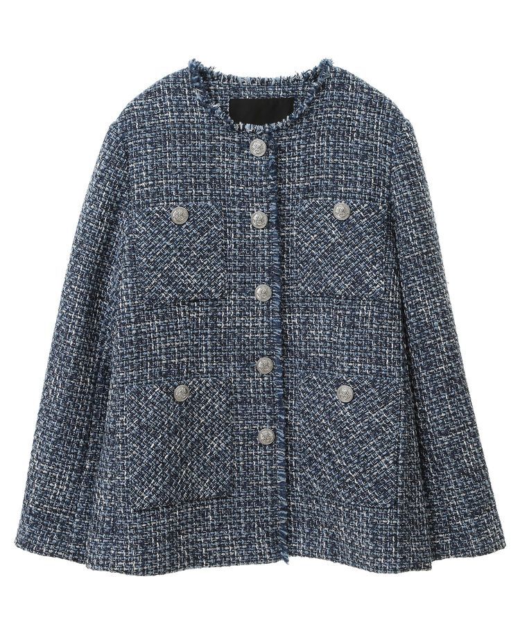 YECCA VECCA「ノーカラーツイードジャケット」|テーラードジャケット|