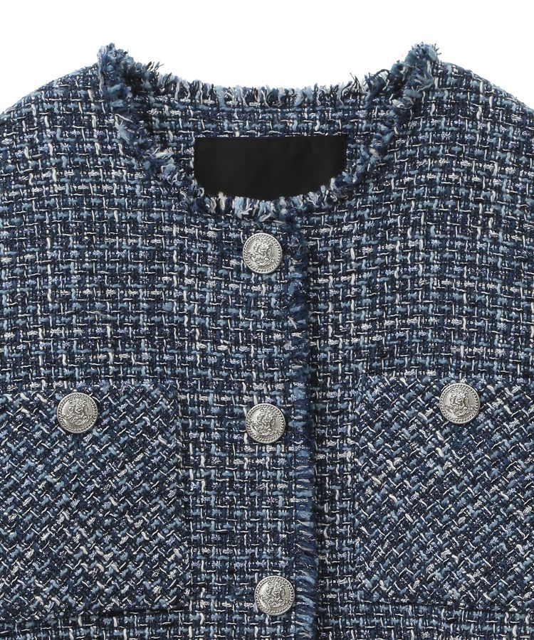 YECCA VECCA「ノーカラーツイードジャケット」|テーラードジャケット|