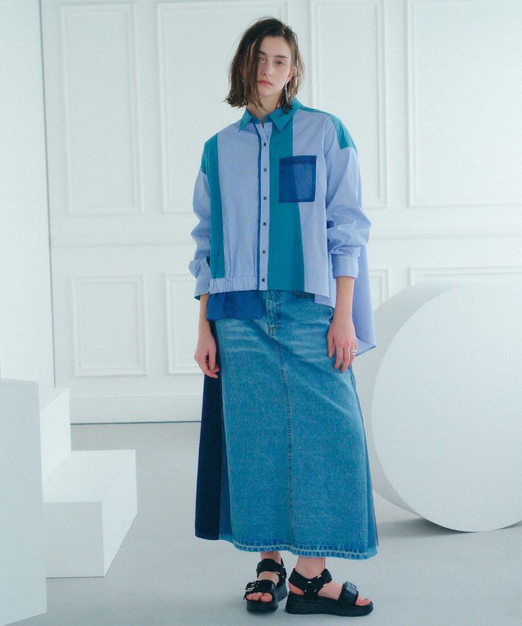 Editt by YECCA VECCA「素材MIXメタルラインデニムスカート」|スカート|