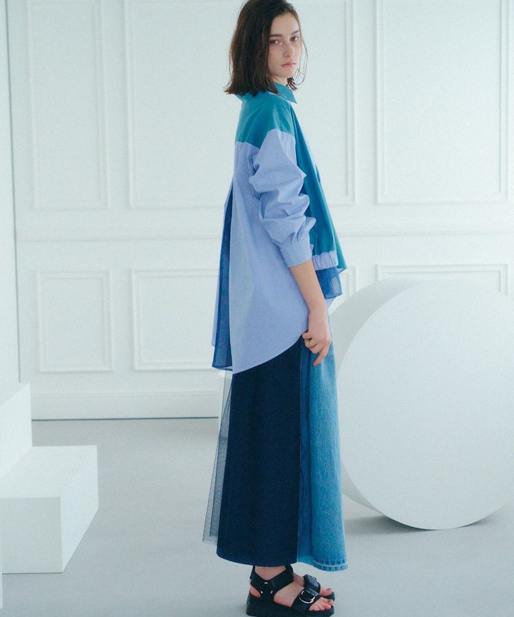 Editt by YECCA VECCA「素材MIXメタルラインデニムスカート」|スカート|