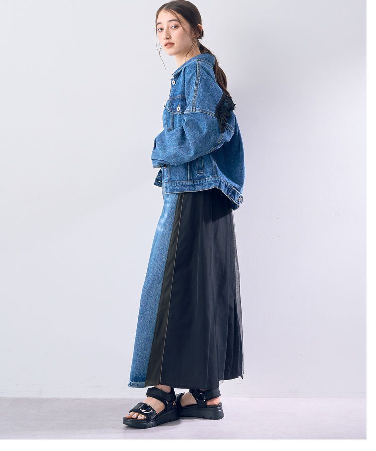 Editt by YECCA VECCA「素材MIXメタルラインデニムスカート」|スカート|
