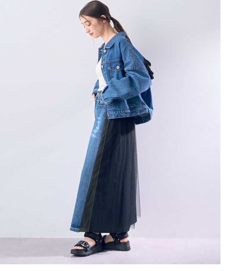 Editt by YECCA VECCA「素材MIXメタルラインデニムスカート」|スカート|