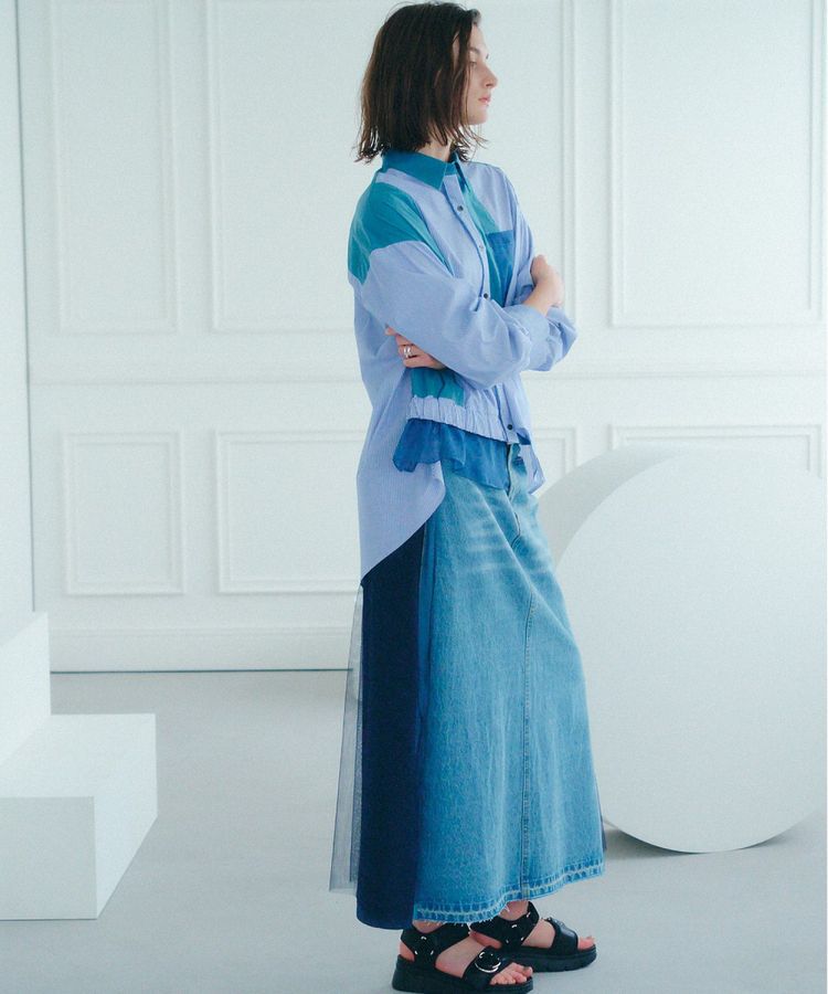 Editt by YECCA VECCA「素材MIXメタルラインデニムスカート」|スカート|