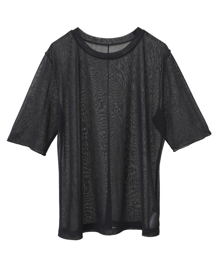 YECCA VECCA「クルーネック5分袖シアートップス」|Tシャツ・カットソー|