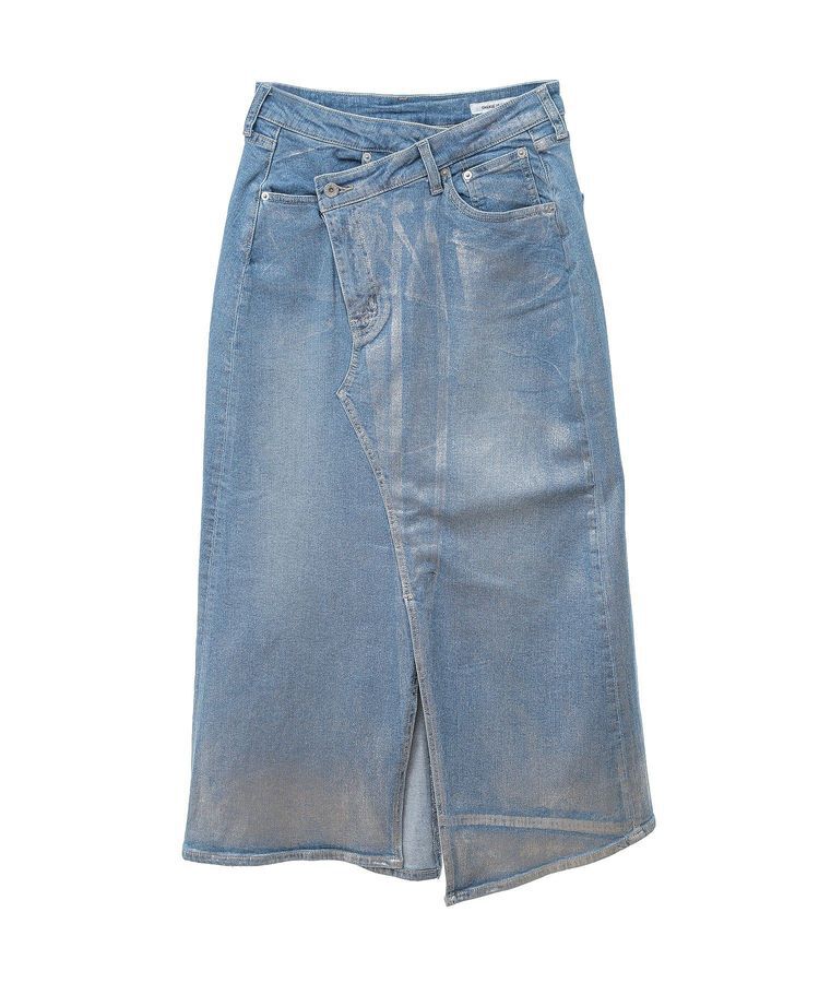 GARAGE OF GOOD CLOTHING「ラップ箔ロングデニムスカート」|フレア|