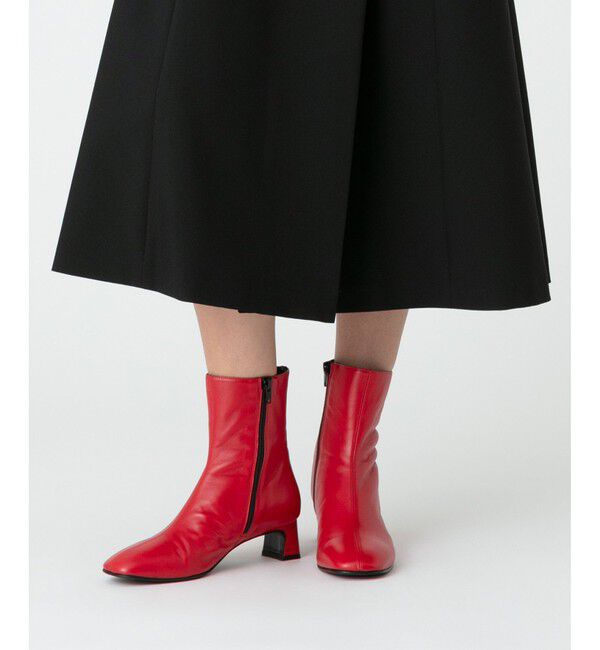 allureville「【FABIO RUSCONI(ファビオルスコーニ)】スクエアトゥショートブーツ」|ロングブーツ|レッド