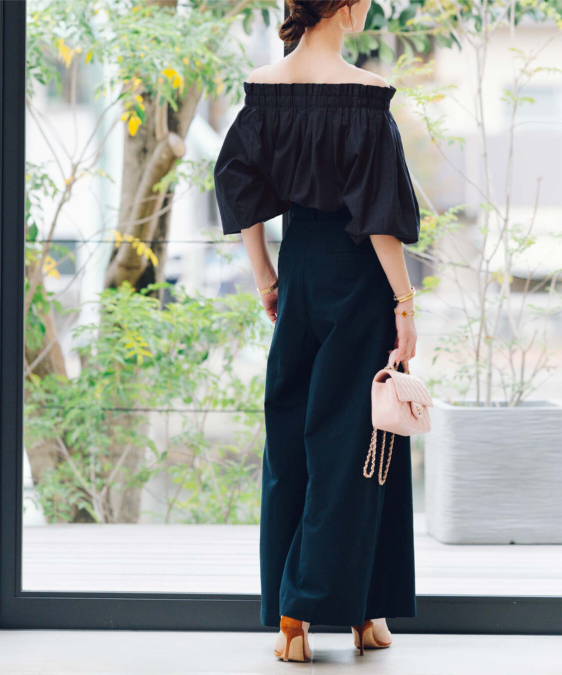 ur's「【星玲奈さんコラボアイテム】フロントタックハイウエストワイドパンツ」|スラックス|