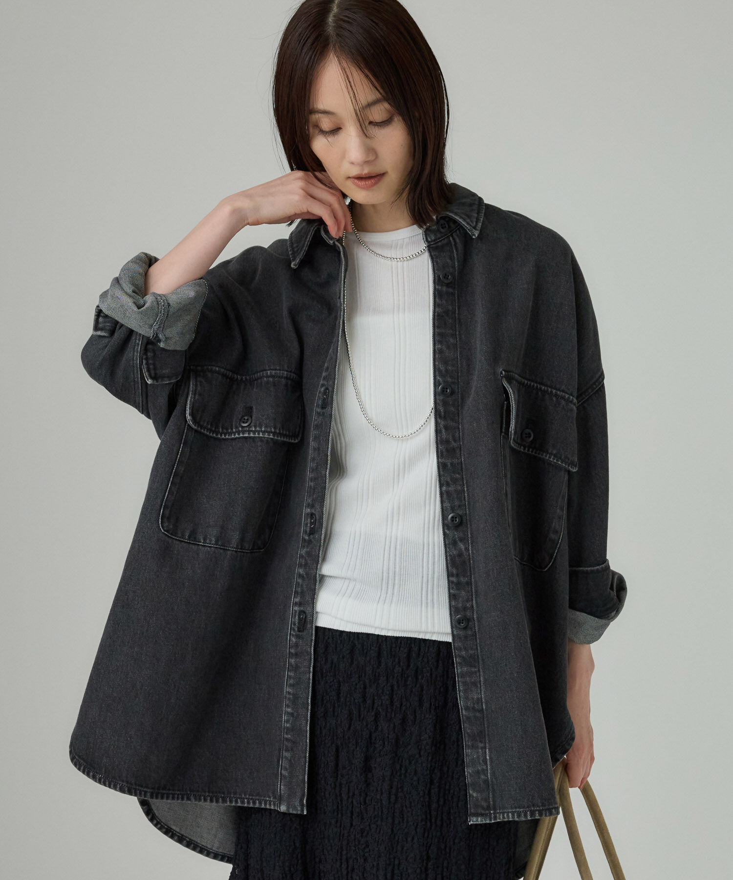 BABYLONE デニムビッグシャツ　ブラック デニムビッグシャツ（BABYLONE）｜ルミネのファッション通販アイルミネ