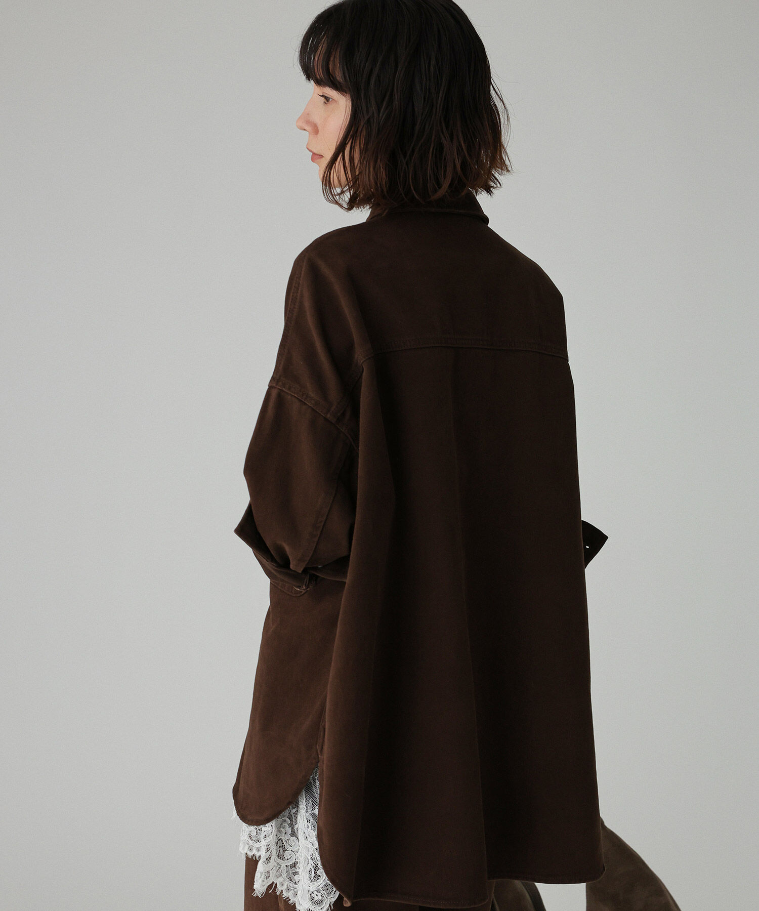 BABYLONE デニムビッグシャツ　新色ブラウン BABYLONE デニムビッグシャツ 新色ブラウン BABYLONE デニムビッグシャツ