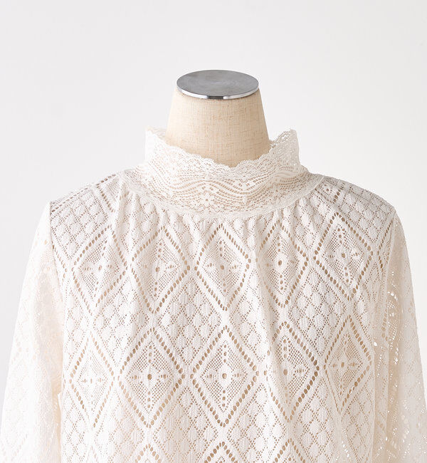  「ストレッチレースハイネックカットソー」|プルオーバー|