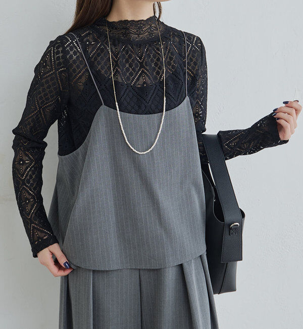  「ストレッチレースハイネックカットソー」|プルオーバー|