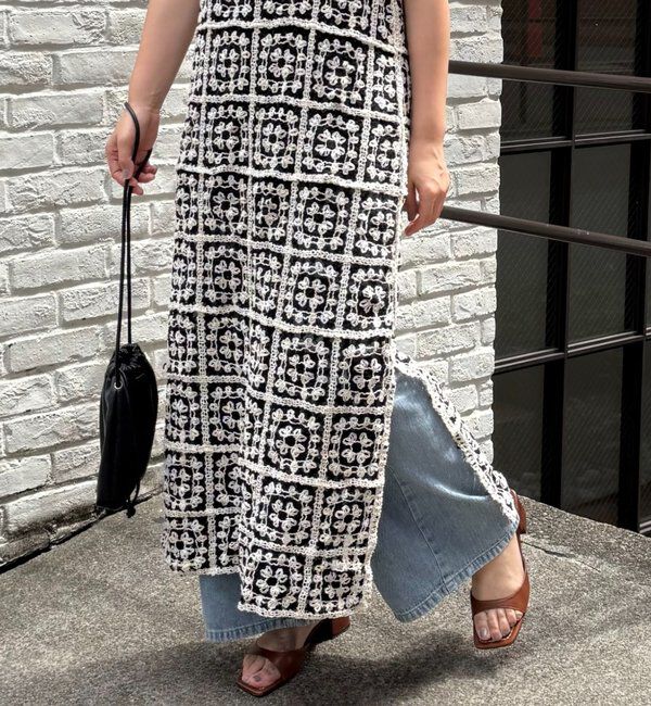  「【25AW】配色カギ針編み風ワンピース」|ワンピース|