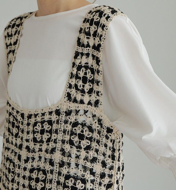  「【25AW】配色カギ針編み風ワンピース」|ワンピース|