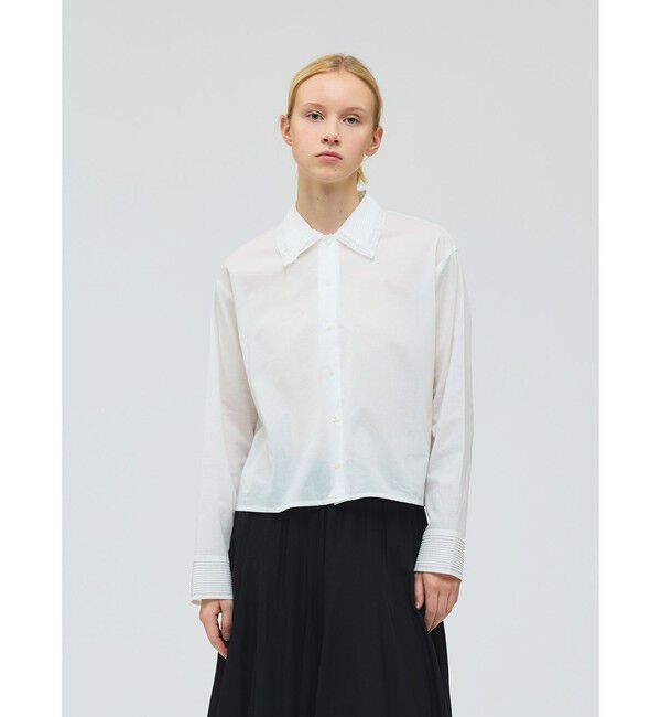 mizuiro ind「mizuiro ind ピンタックカラーシャツ」|シャツ・ブラウス|オフホワイト