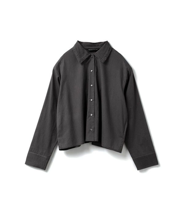 mizuiro ind「mizuiro ind ピンタックカラーシャツ」|シャツ・ブラウス|ブラック