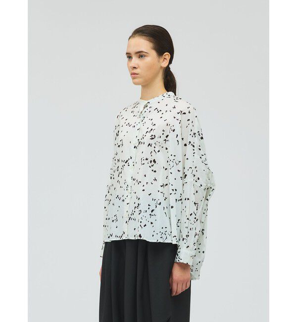 mizuiro ind「mizuiro ind プリントバックギャザーシャツ」|シャツ・ブラウス|