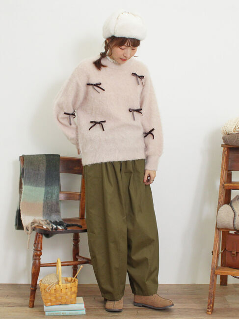 Samansa Mos2「ベロアリボン付ニット」|ニット・セーター|