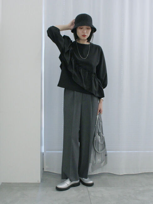 Samansa Mos2 blue「透かし柄ニットバケットハット」|その他|