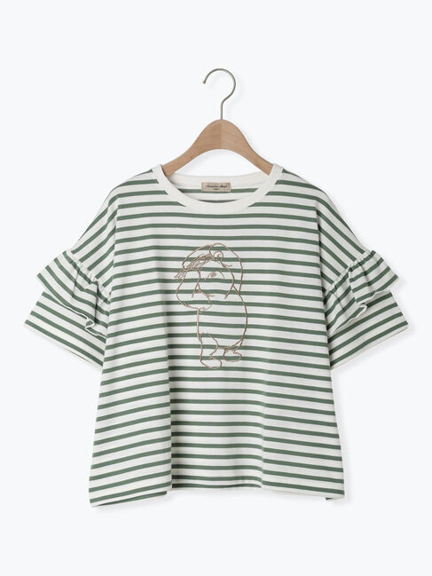 Samansa Mos2「【Disney】くまのプーさん/肩フリルボーダーカットソー」|Tシャツ・カットソー|