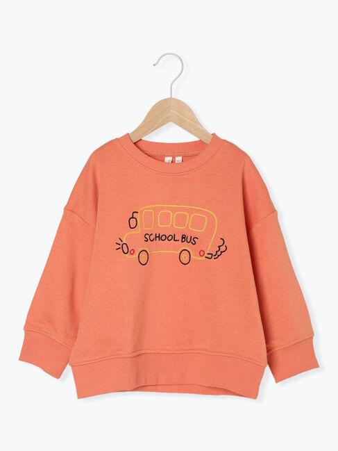  「スクールバス刺繍トレーナー」|Tシャツ・カットソー|オレンジ