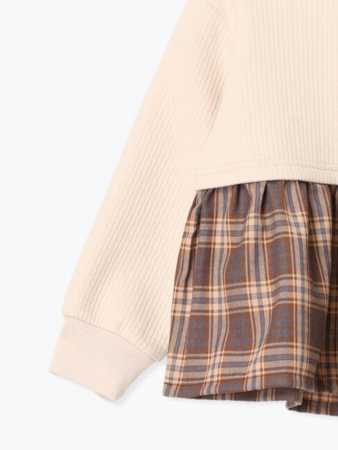  「チェック切替ペプラムトレーナー」|Tシャツ・カットソー|