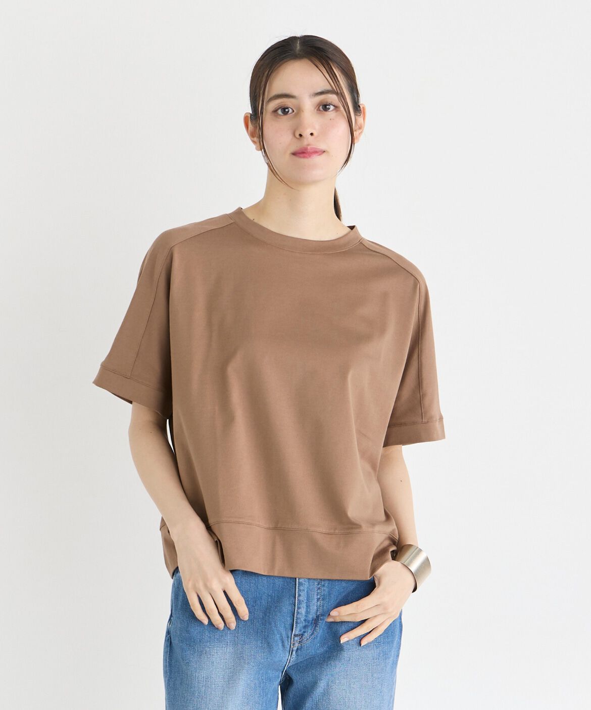 7-IDconcept.「《大きいサイズ》ヨーク切替カットソー」|Tシャツ・カットソー|ブラウン