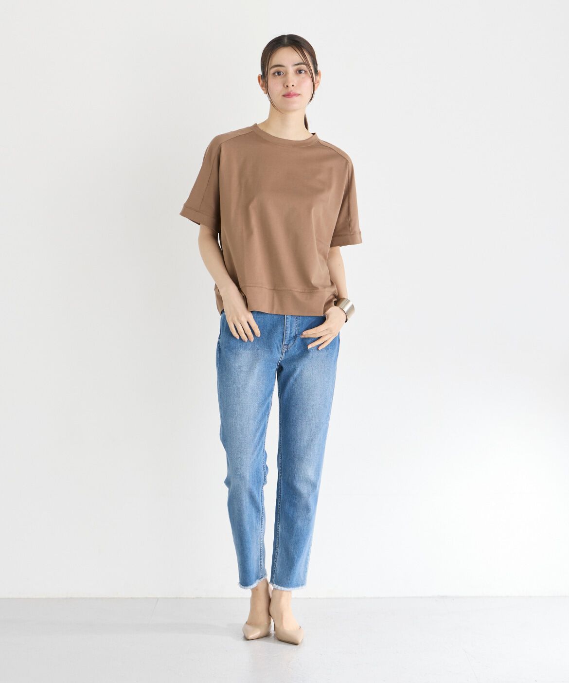 7-IDconcept.「《大きいサイズ》ヨーク切替カットソー」|Tシャツ・カットソー|