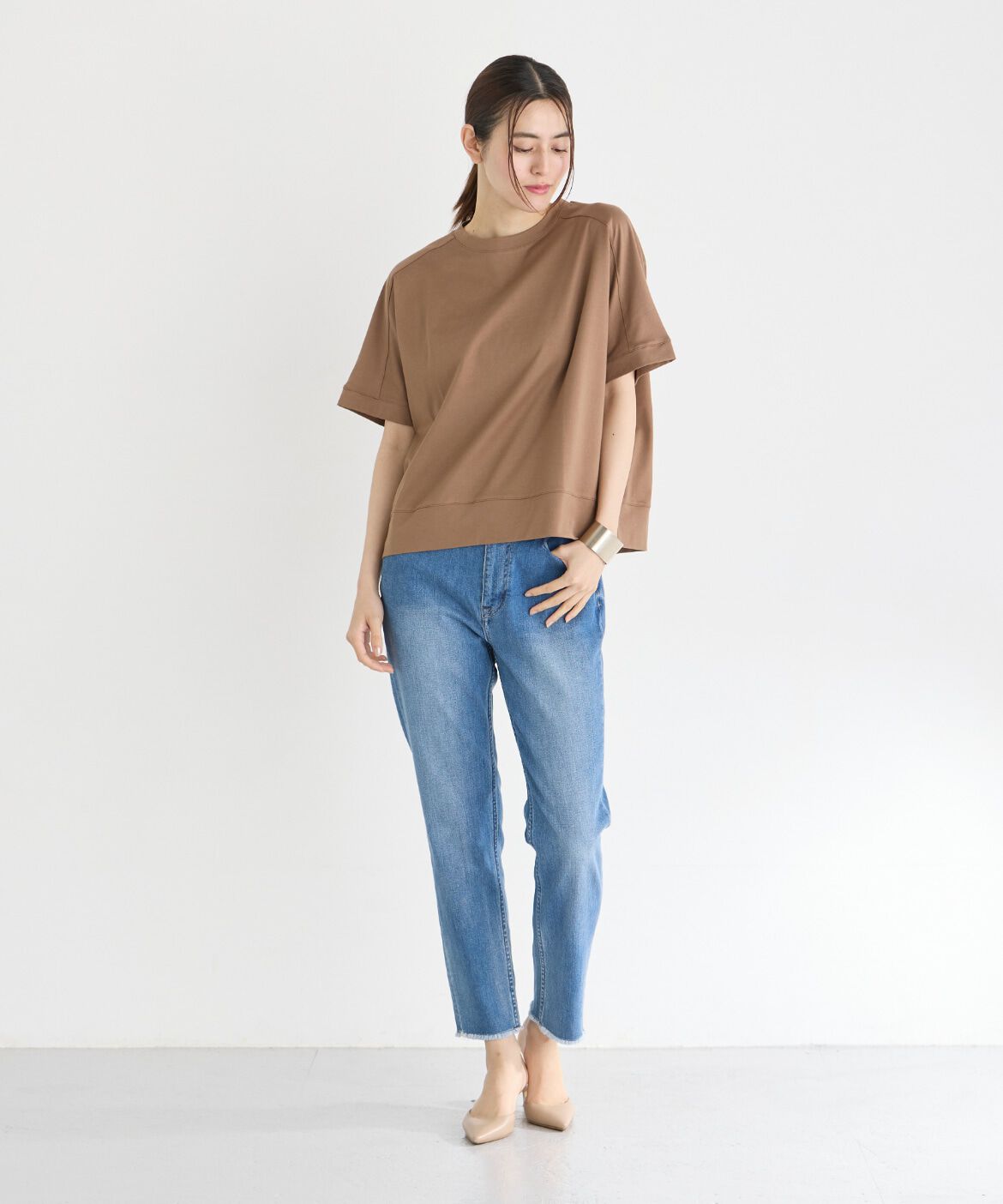 7-IDconcept.「《大きいサイズ》ヨーク切替カットソー」|Tシャツ・カットソー|