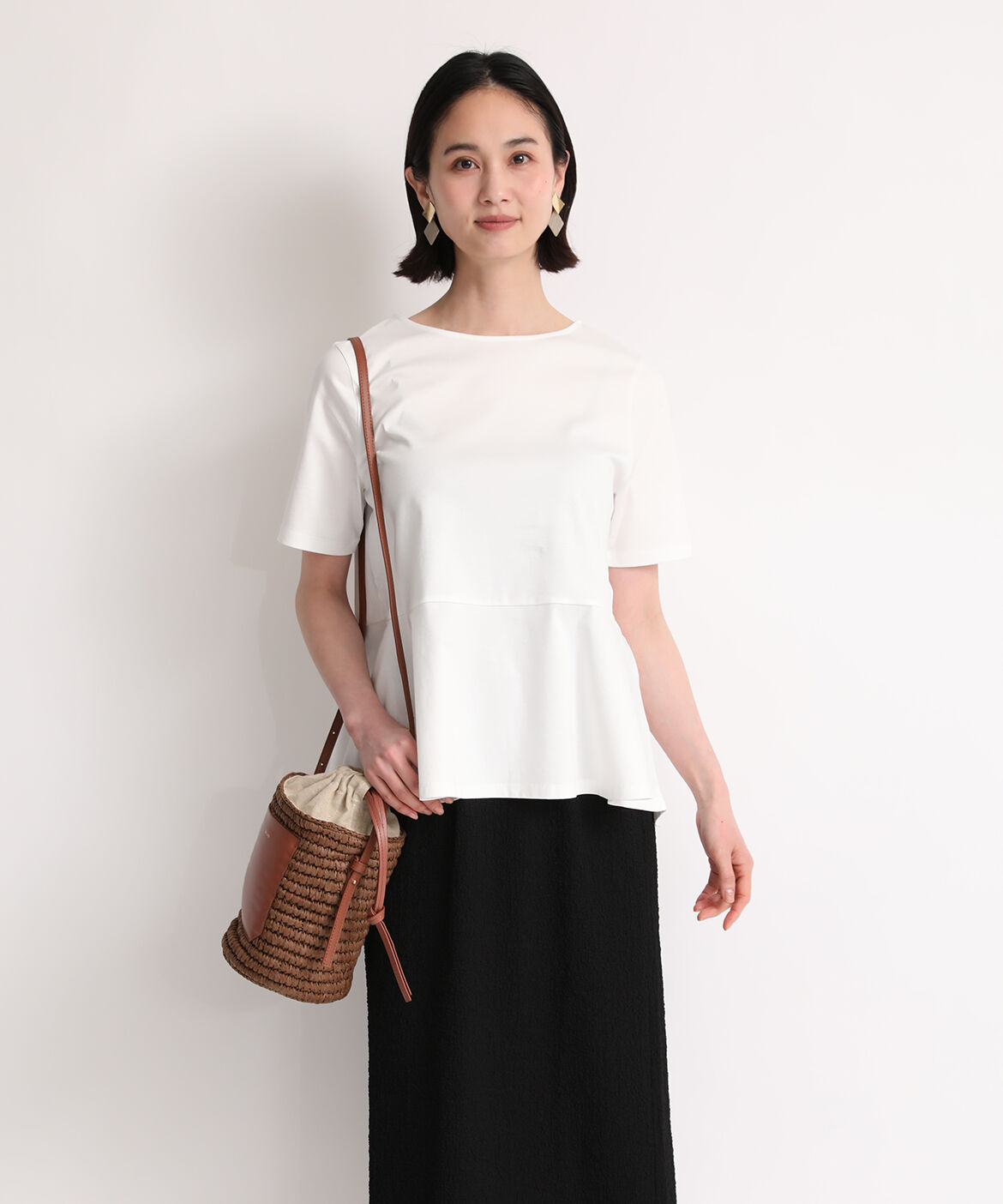 7-IDconcept.「ペプラムカットソー《SUPER COOL TOUCH COTTON》」|Tシャツ・カットソー|オフホワイト1