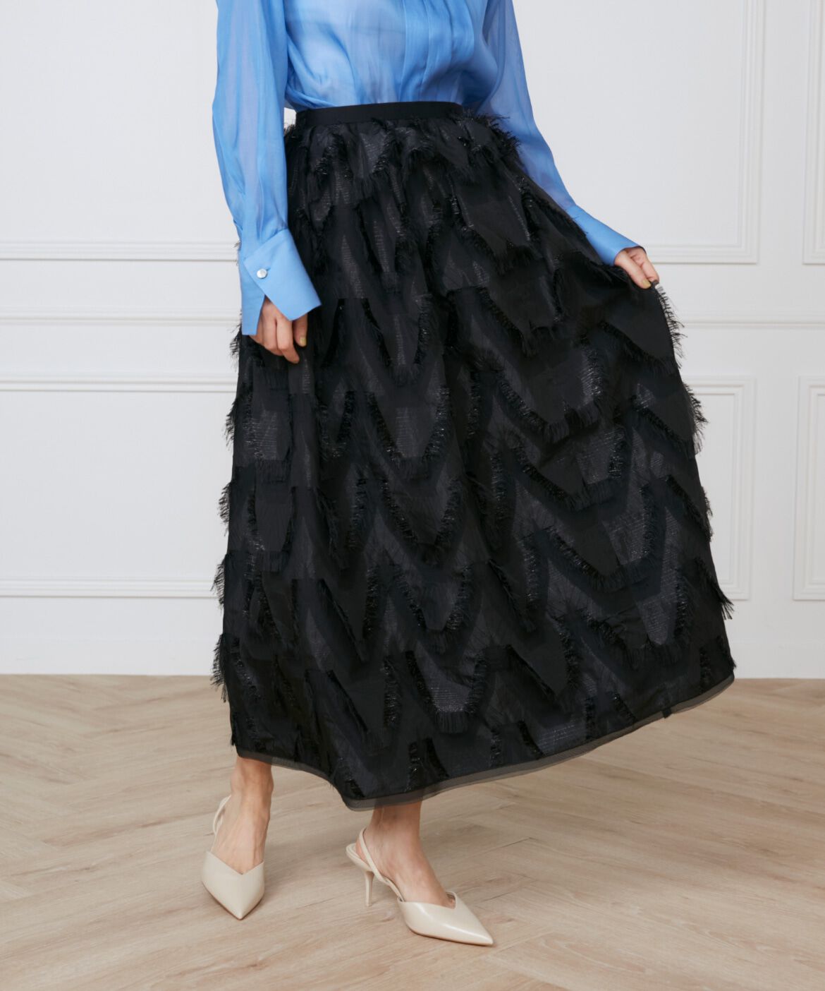 INED「ハンドカットジャガードギャザースカート《la veille by SUPERIOR CLOSET》」|スカート|