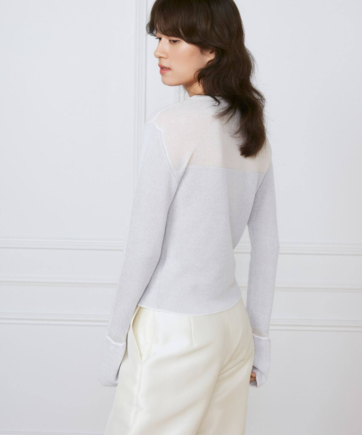 INED「異素材畦編みニット《la veille by SUPERIOR CLOSET》」|ニット・セーター|シルバー