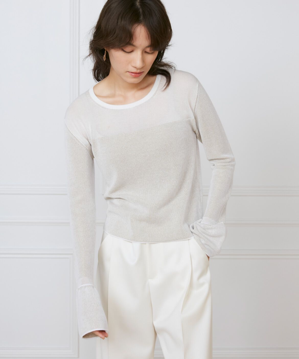 INED「異素材畦編みニット《la veille by SUPERIOR CLOSET》」|ニット・セーター|