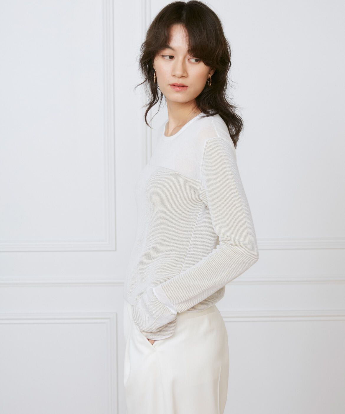 INED「異素材畦編みニット《la veille by SUPERIOR CLOSET》」|ニット・セーター|