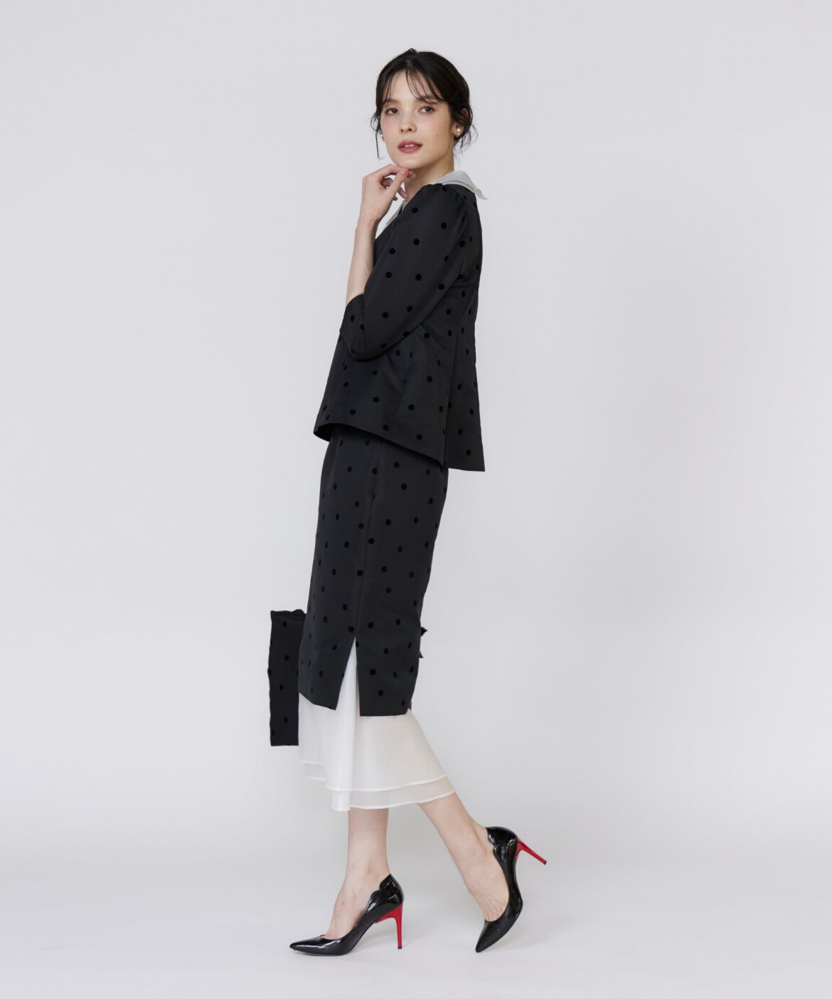 Maglie le cassetto「ドットフロッキーフリルトート」|トートバッグ|