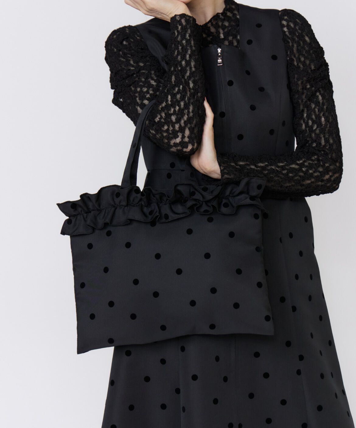 Maglie le cassetto「ドットフロッキーフリルトート」|トートバッグ|