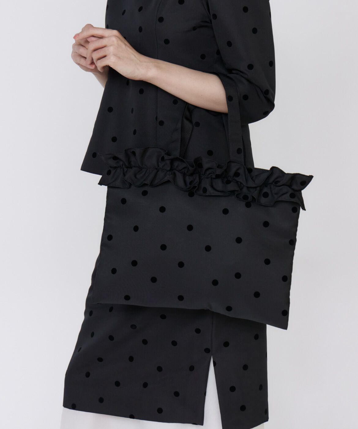Maglie le cassetto「ドットフロッキーフリルトート」|トートバッグ|