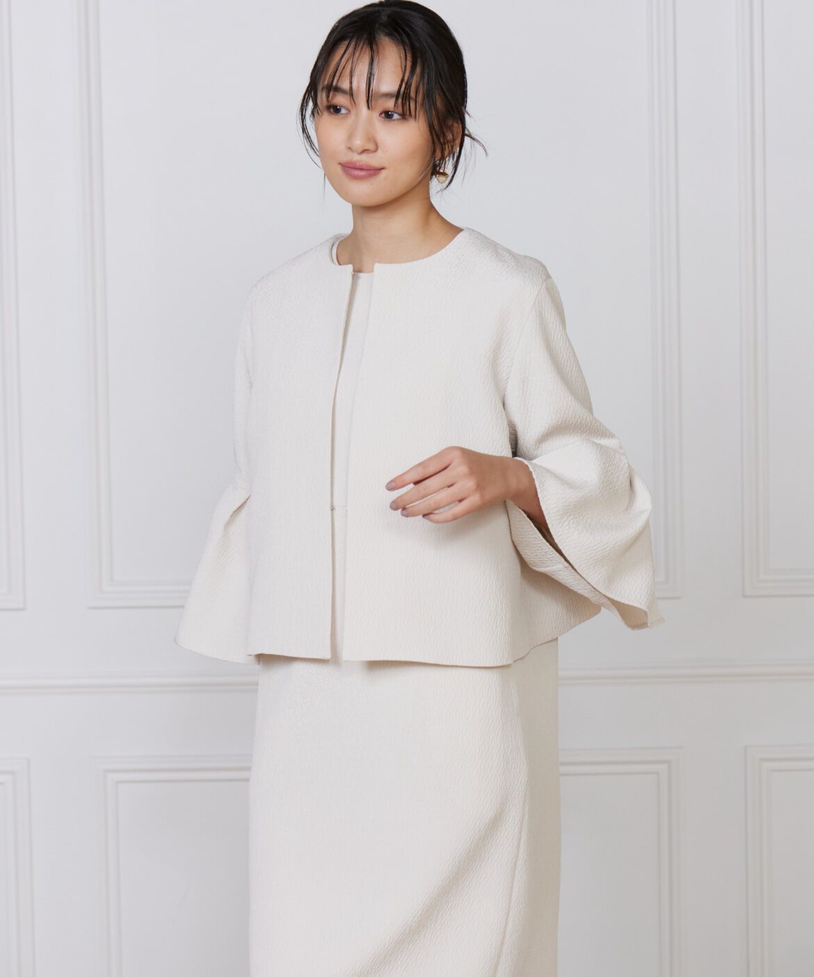 7-IDconcept.「タックフレアースリーブジャケット」|ノーカラージャケット|