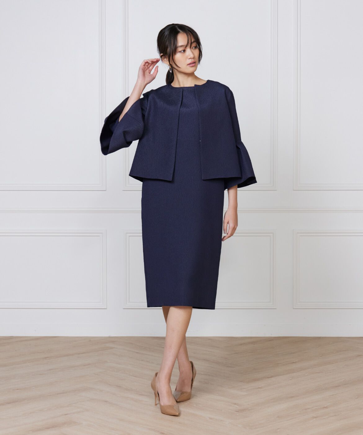 7-IDconcept.「タックフレアースリーブジャケット」|ノーカラージャケット|