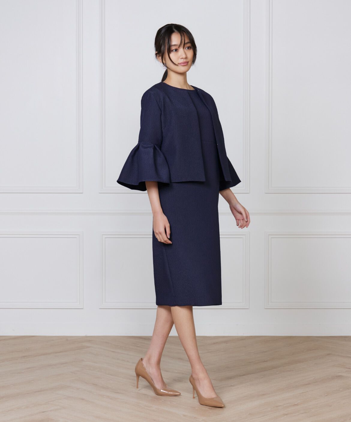 7-IDconcept.「タックフレアースリーブジャケット」|ノーカラージャケット|