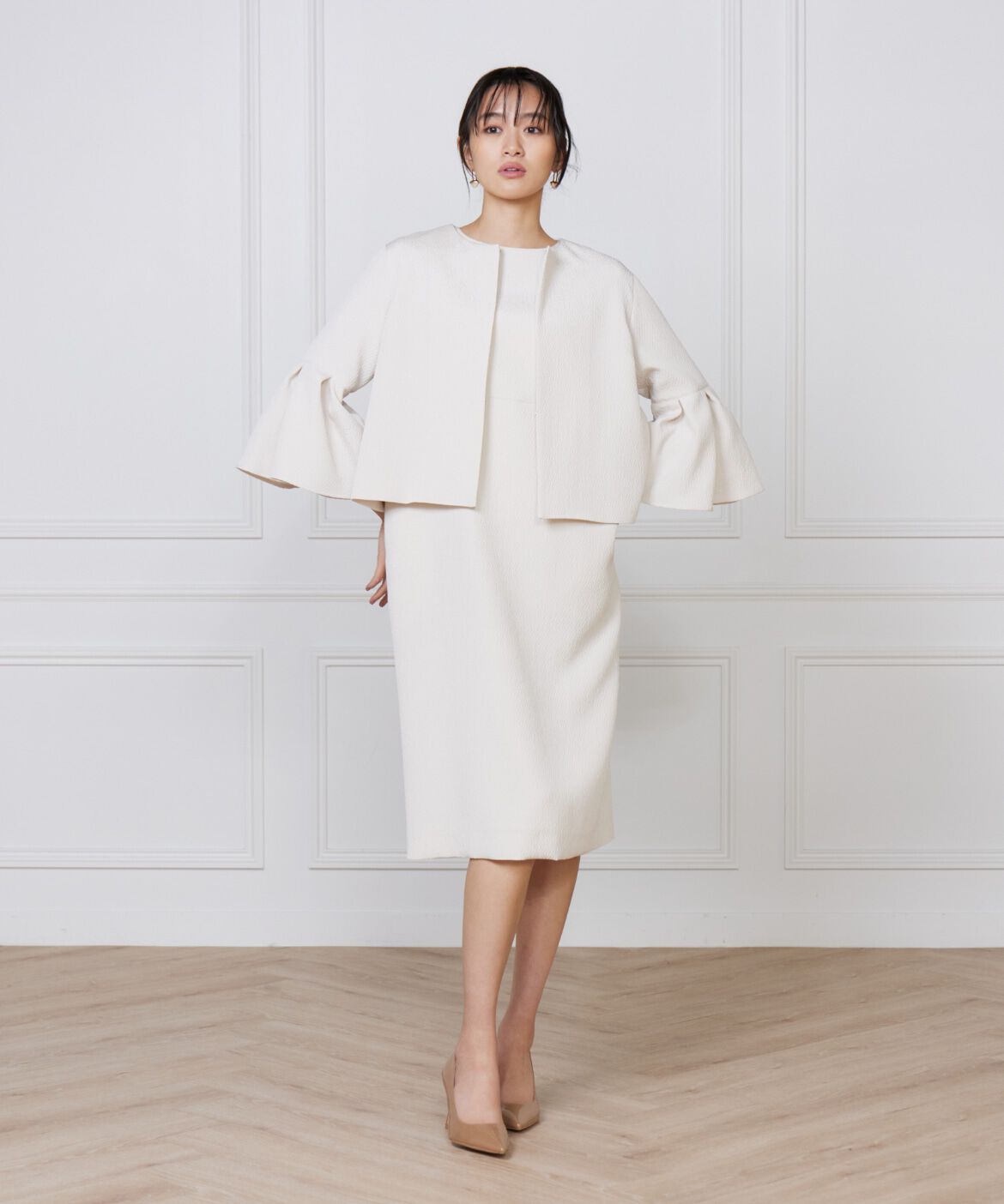 7-IDconcept.「タックフレアースリーブジャケット」|ノーカラージャケット|