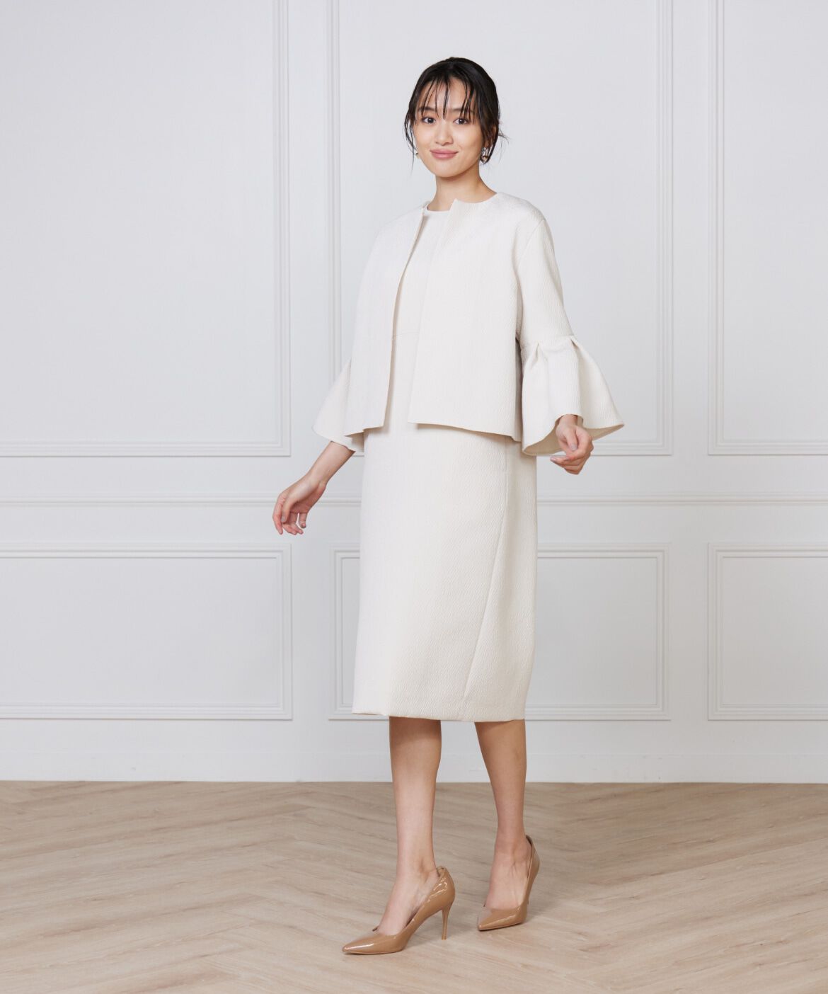 7-IDconcept.「タックフレアースリーブジャケット」|ノーカラージャケット|