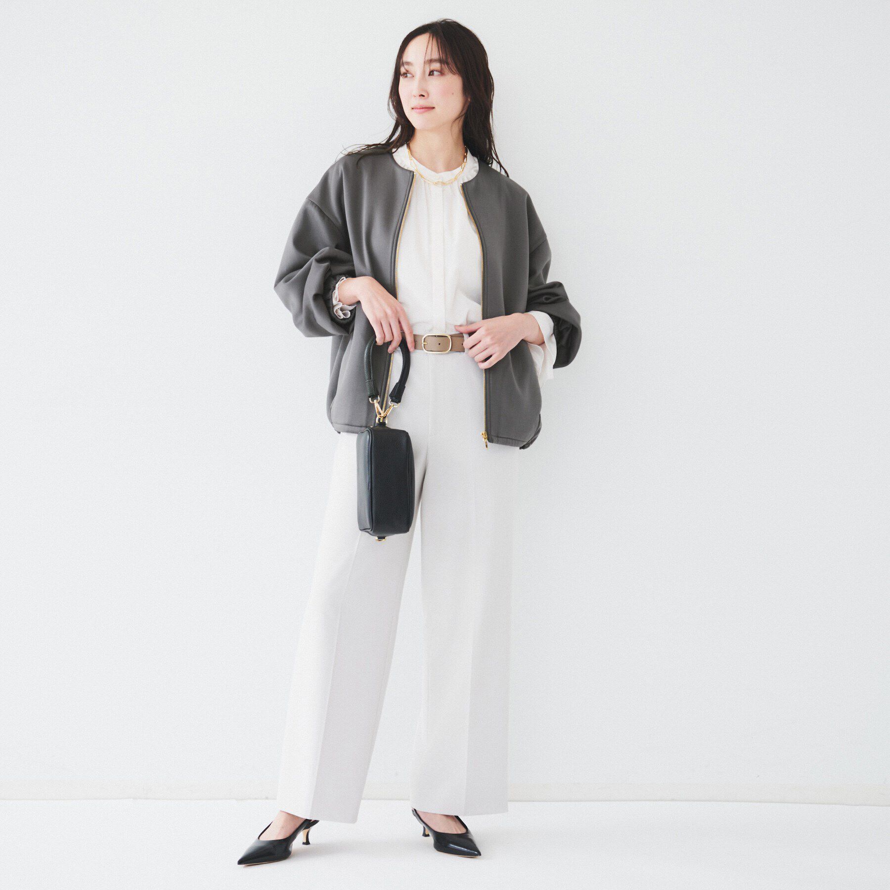 UNTITLED「【洗える/春の軽羽織り】ダンボール ノーカラーブルゾン」|ブルゾン・スタジャン|