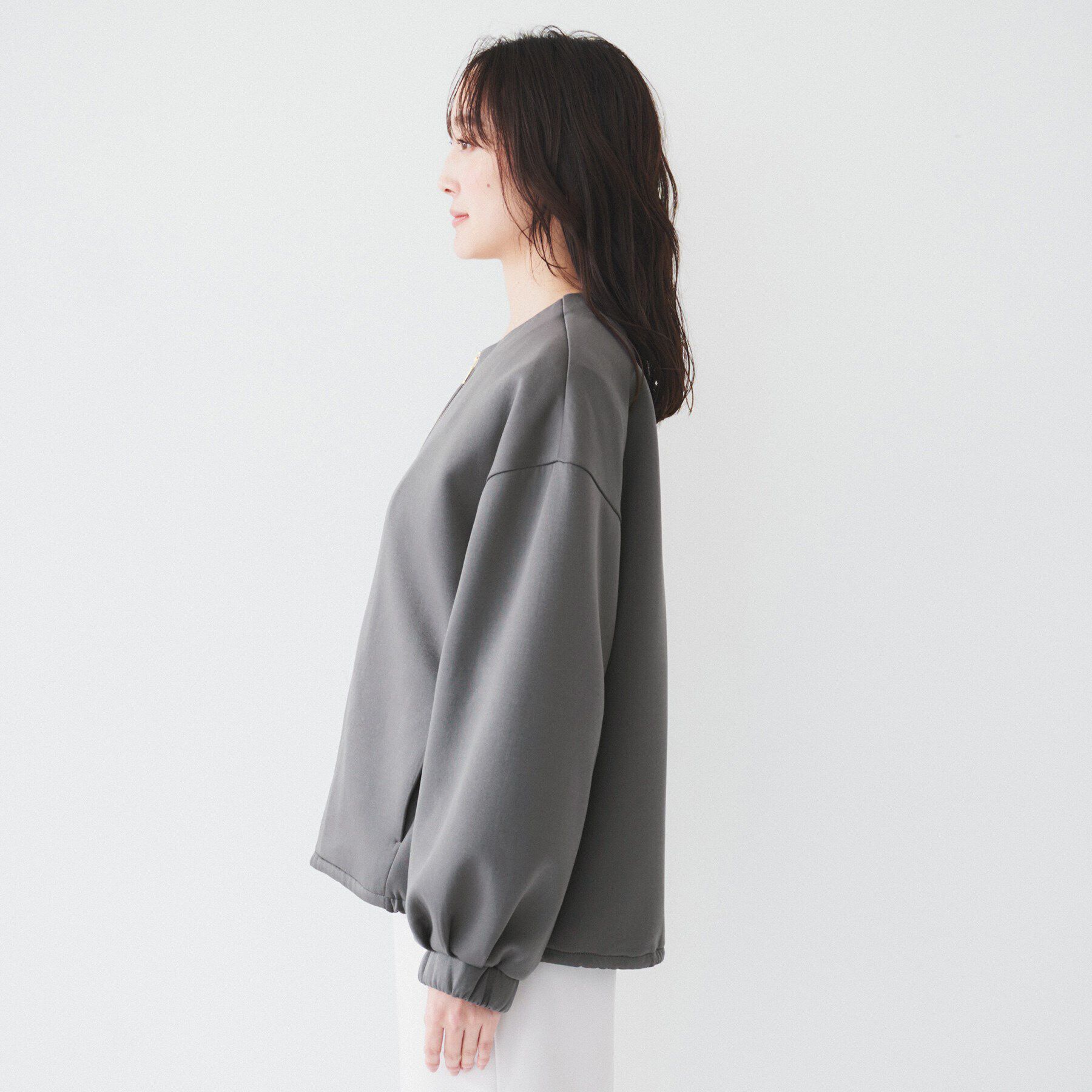 UNTITLED「【洗える/春の軽羽織り】ダンボール ノーカラーブルゾン」|ブルゾン・スタジャン|