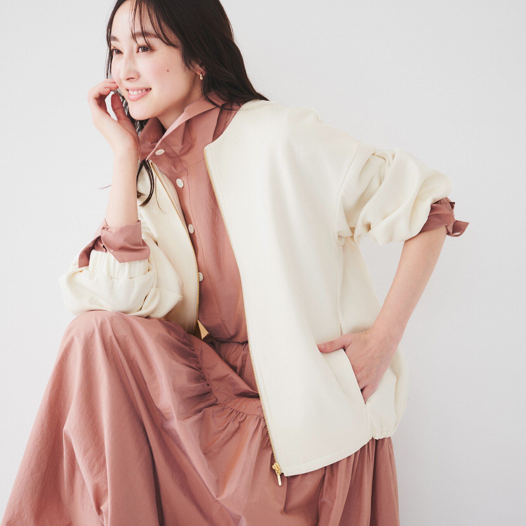 UNTITLED「【洗える/春の軽羽織り】ダンボール ノーカラーブルゾン」|ブルゾン・スタジャン|