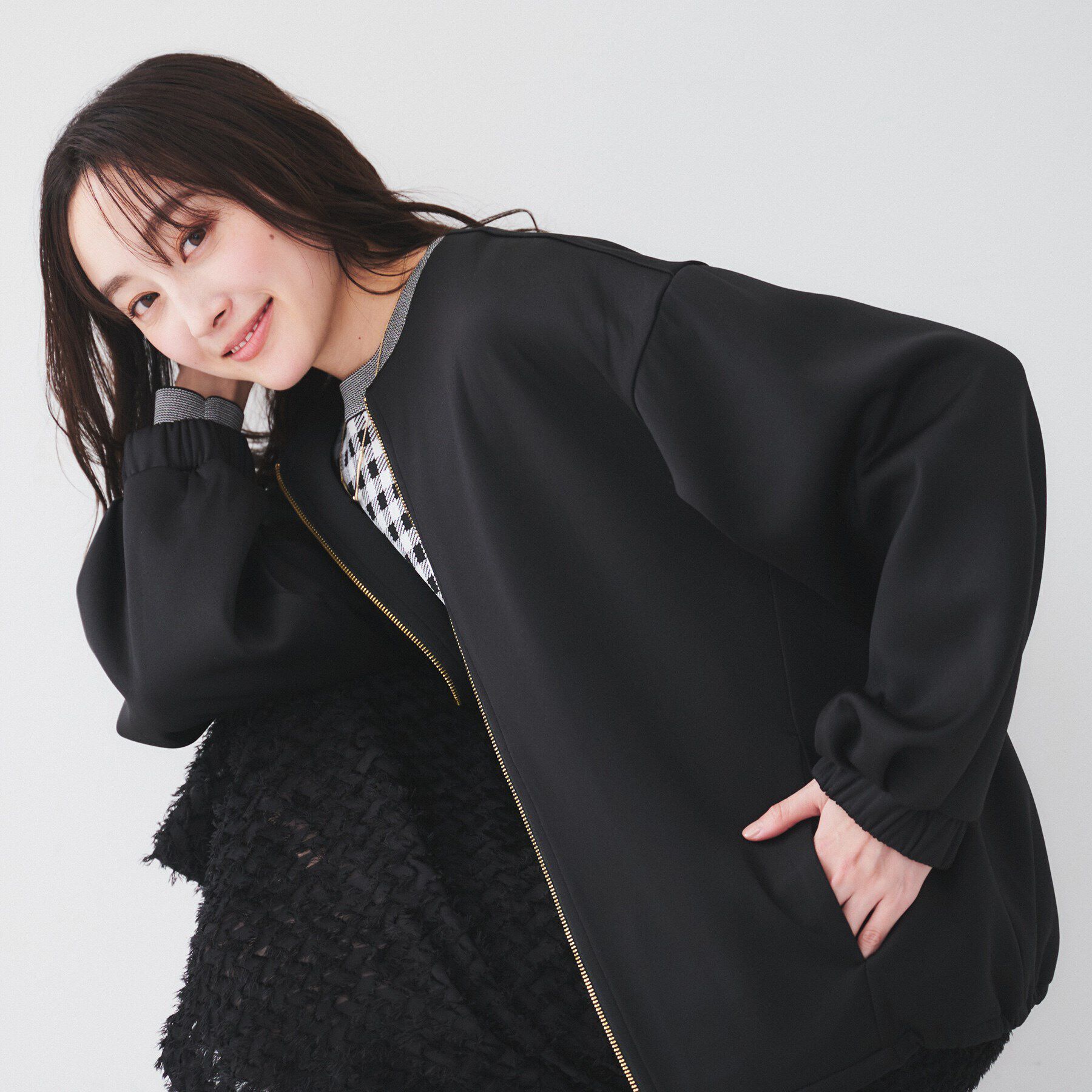 UNTITLED「【洗える/春の軽羽織り】ダンボール ノーカラーブルゾン」|ブルゾン・スタジャン|