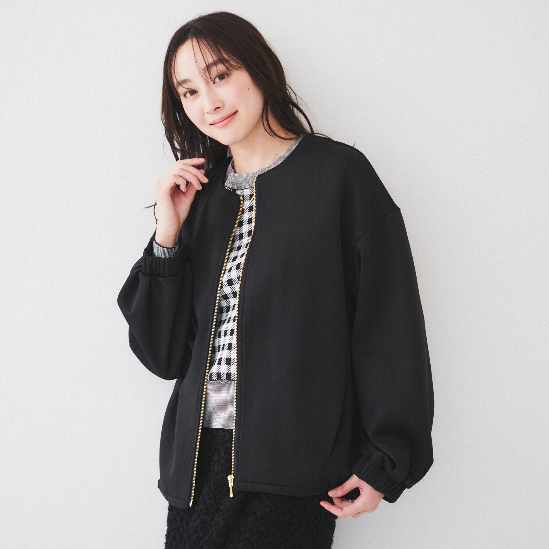 UNTITLED「【洗える/春の軽羽織り】ダンボール ノーカラーブルゾン」|ブルゾン・スタジャン|